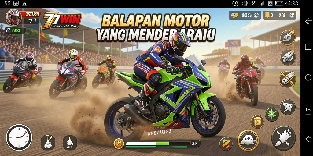 Gameplay seru balapan motor di 77WIN.