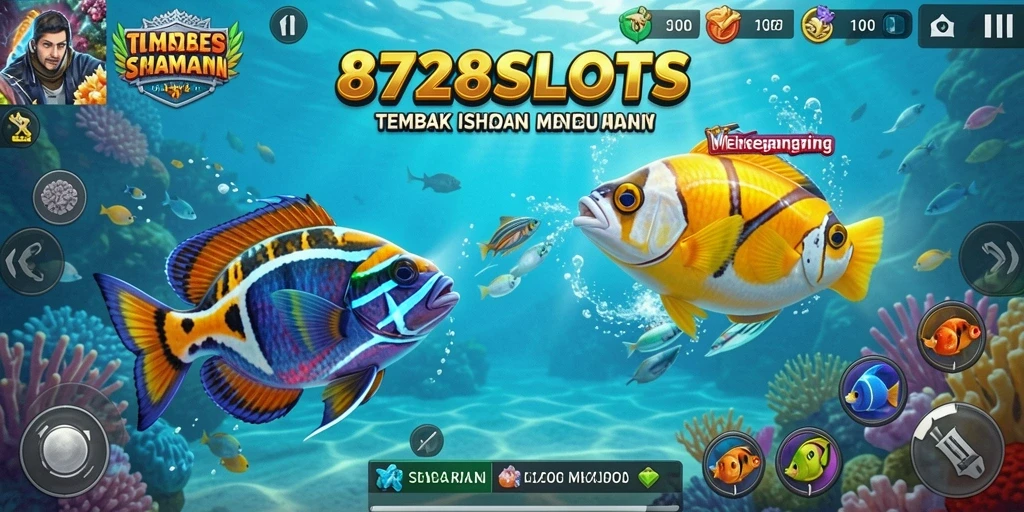 Tampilan gameplay 8728SLOTS dengan suasana laut yang memukau.