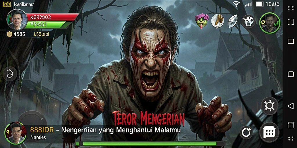 Gameplay intens 888IDR dengan suasana horor yang mencekam.