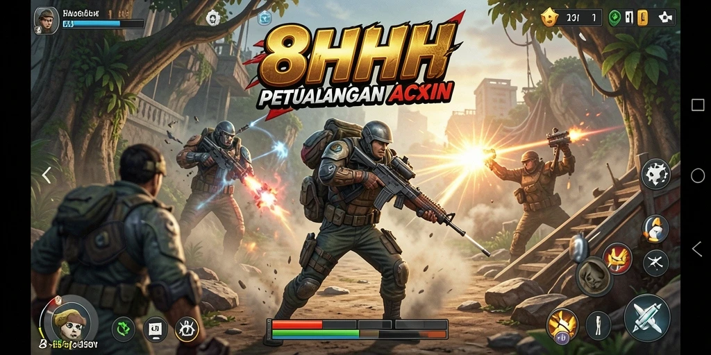 Tampilan gameplay seru dari 8HHH dengan aksi menegangkan.