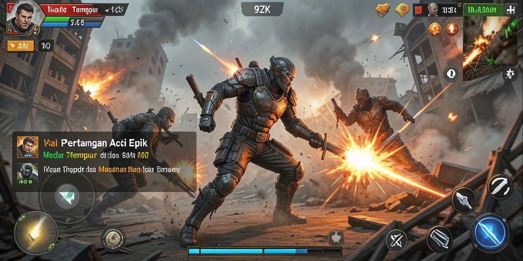 Screenshot gameplay <strong>9ZK</strong> dengan aksi pertarungan seru.