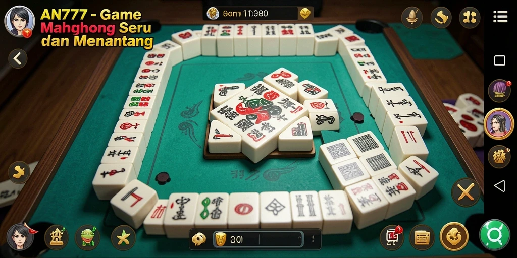Tampilan gameplay AN777 dengan desain Mahjong yang menarik.