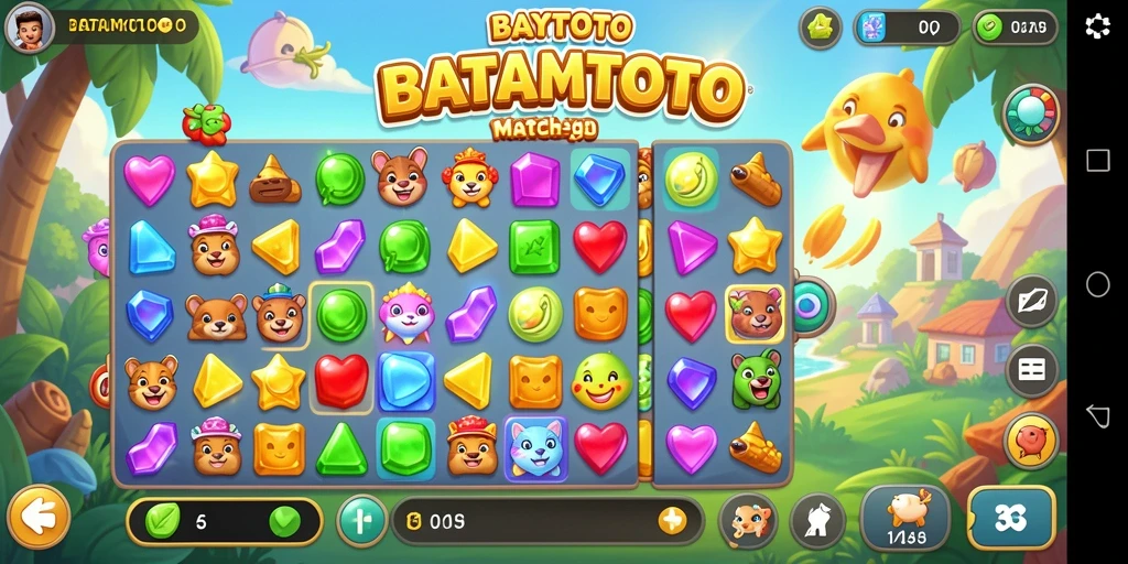 Screenshot gameplay BATAMTOTO menunjukkan aksi mencocokkan elemen yang seru.