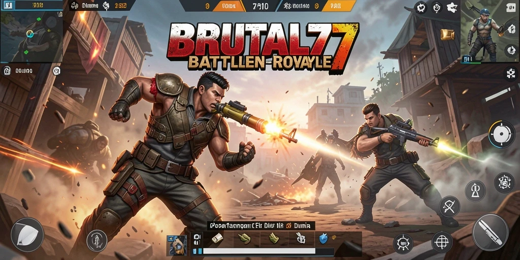Tangkapan layar BRUTAL77 menampilkan aksi seru di arena Battle Royale.