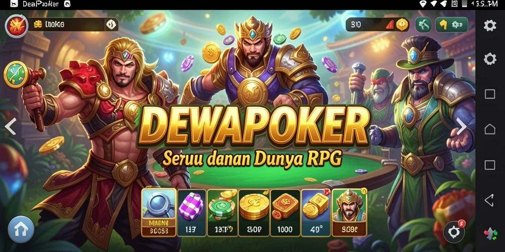 Tampilan gameplay seru di dalam DEWAPOKER dengan grafis RPG yang menawan.