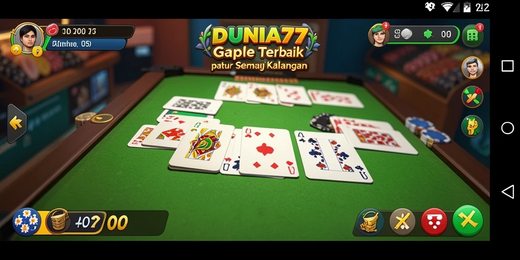 Screenshot DUNIA77 menunjukkan keseruan bermain Gaple.