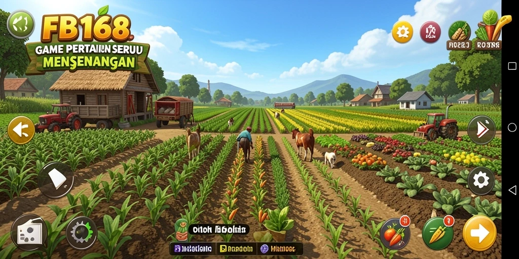 Tampilan gameplay FB168 yang menarik dan penuh warna dalam pertanian.