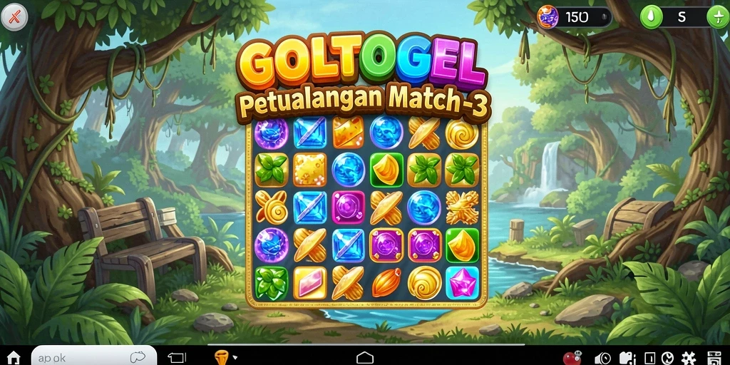 Tampilan gameplay seru GOLTOGEL dengan level Match-3 yang menantang.