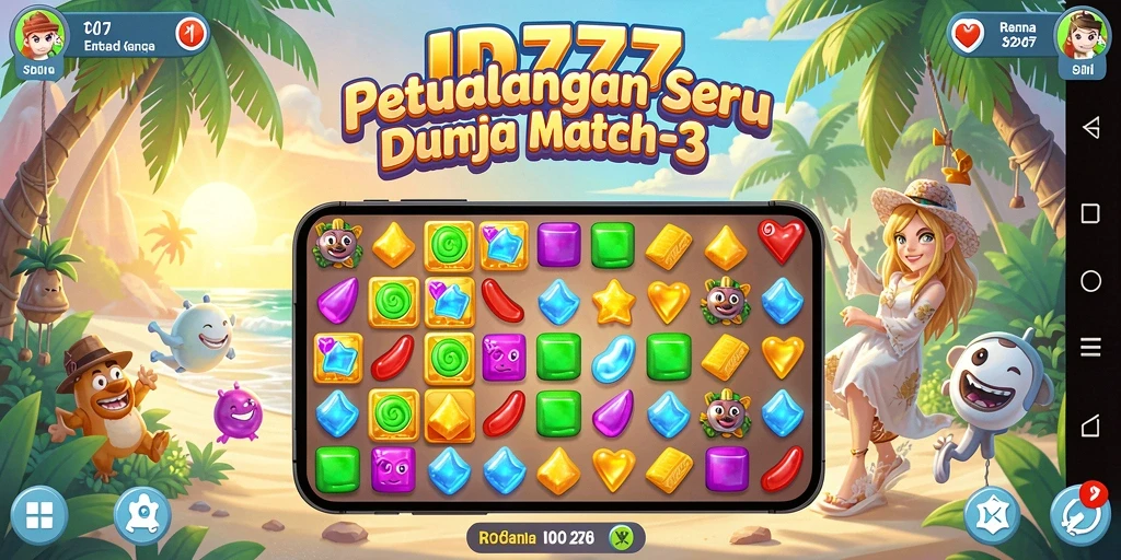 Screenshot gameplay <strong>ID777</strong> yang menampilkan tantangan Match-3 yang seru.