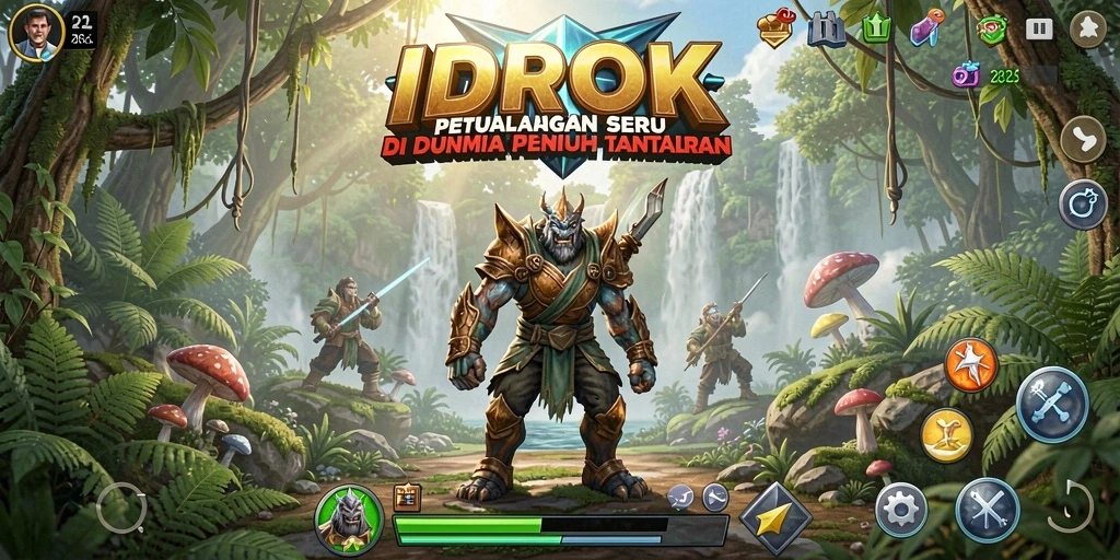 Screenshot gameplay IDROK menampilkan aksi petualangan seru dan grafis yang memukau.