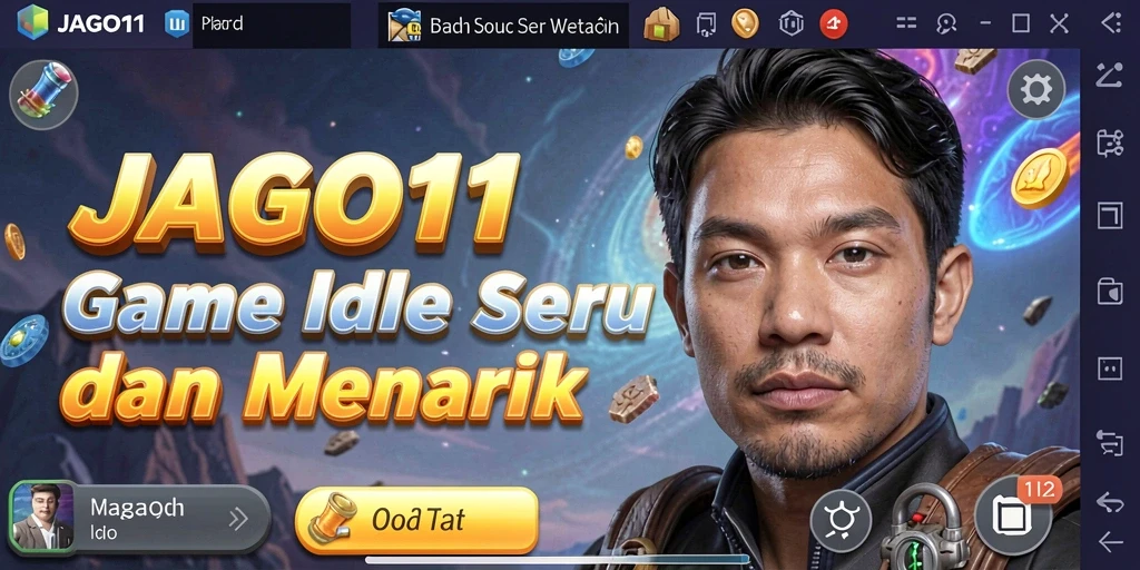 Screenshot gameplay JAGO11 menampilkan karakter yang mengumpulkan sumber daya secara otomatis.