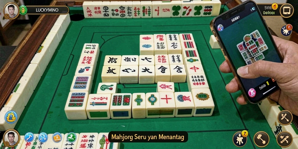 Tampilkan gameplay menarik LUCKYMINO dengan grafis Mahjong yang menawan.