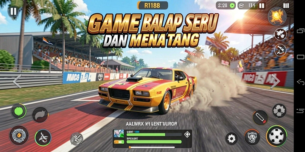Tampilan gameplay RI188 yang mendebarkan dan penuh aksi balap.