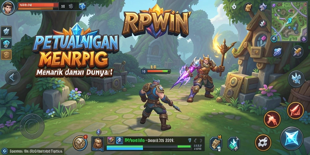 Screenshot utama RPWIN menampilkan aksi pertarungan RPG yang mendebarkan.