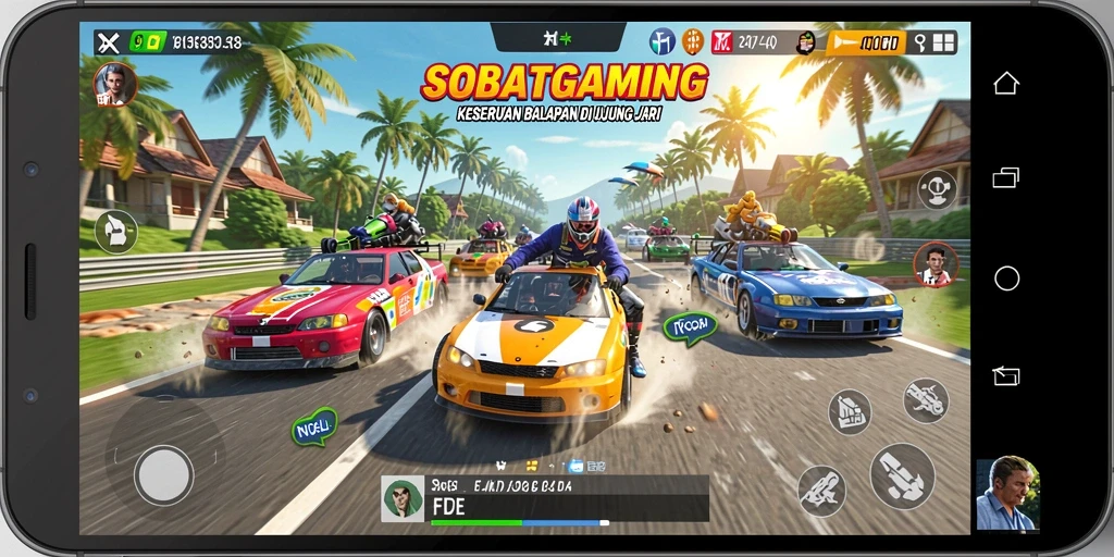 Gameplay seru dari SOBATGAMING saat balapan di trek menantang.