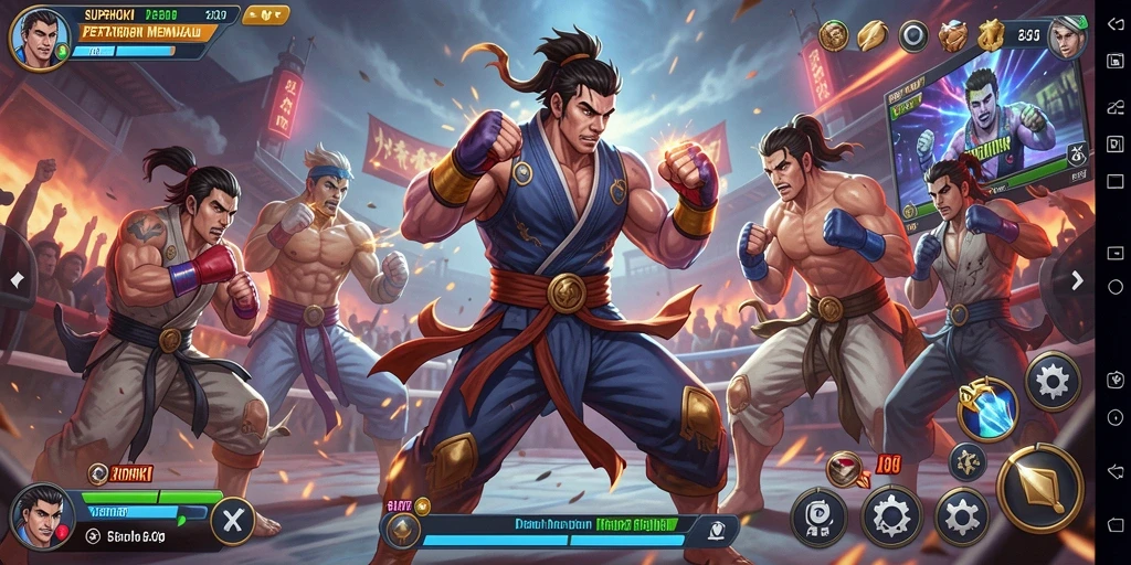 Gameplay SUPERHOKI yang seru dan menantang dalam pertarungan Fighting.