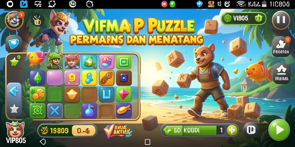 Screenshot gameplay VIP805 menampilkan tantangan Puzzle yang seru.