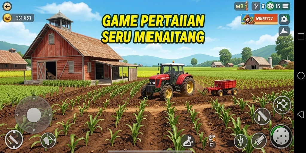 Gambaran gameplay seru dalam WINRATE777 yang menampilkan aktivitas bertani.