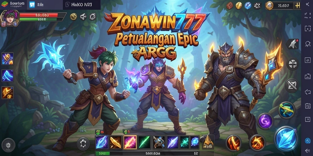 Menggambarkan pertarungan seru dalam ZONAWIN777 dengan karakter yang berbeda.