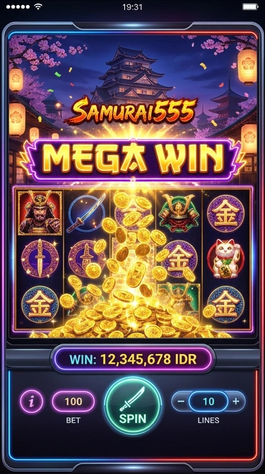 Tampilan antarmuka pengguna aplikasi samurai555 yang modern.